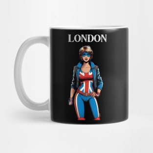 London England Female Comic Book Super Hero Mug